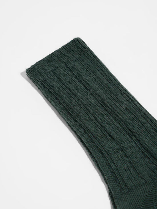 Rib Knit Wool Socks GOTS - Forest Melange
