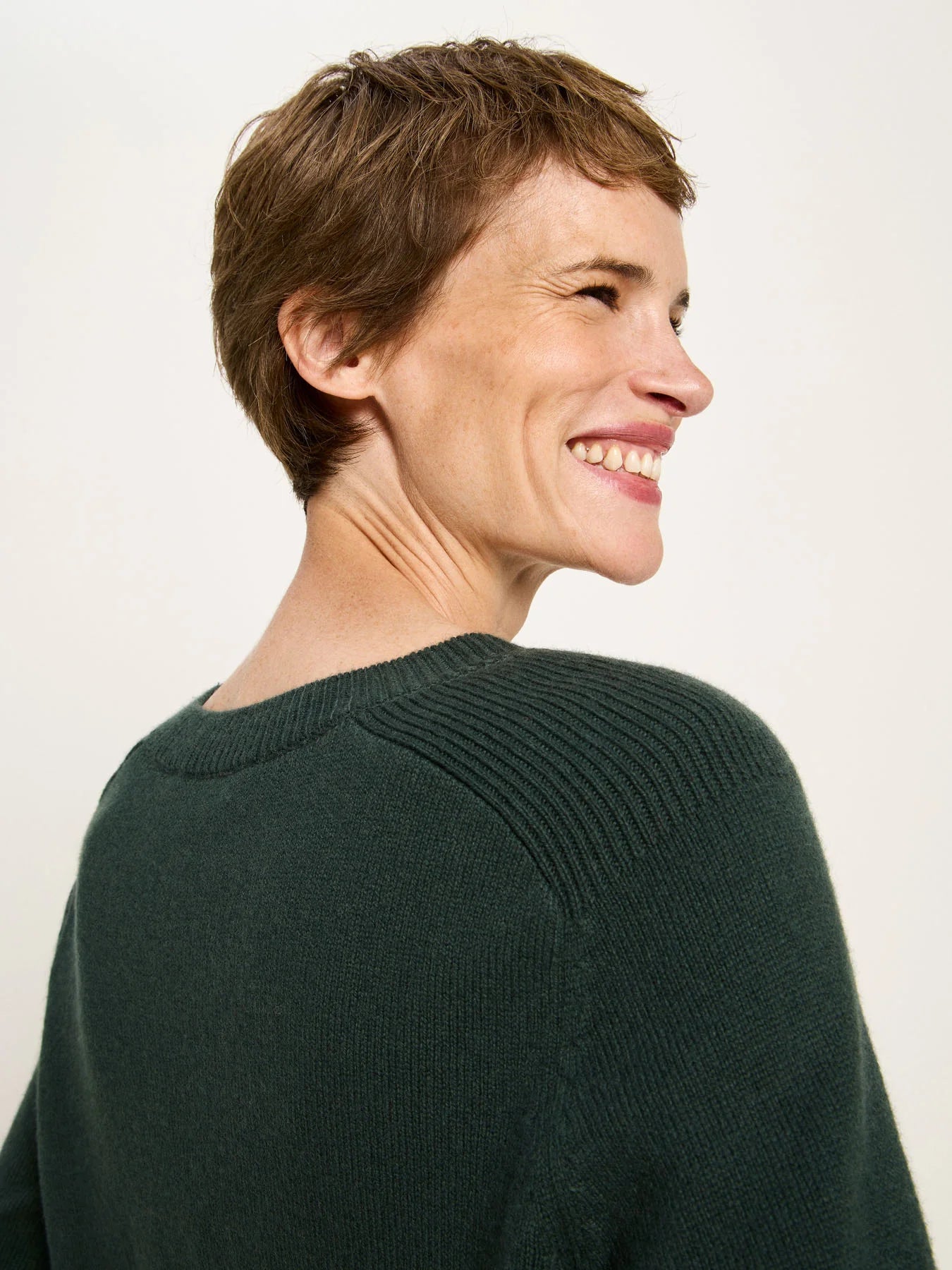 CROPPED PULLOVER GOTS - FOREST MELANGE