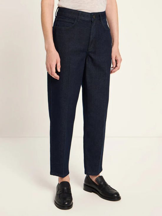 TAPERED JEANS (GOTS) - Black Blue Denim
