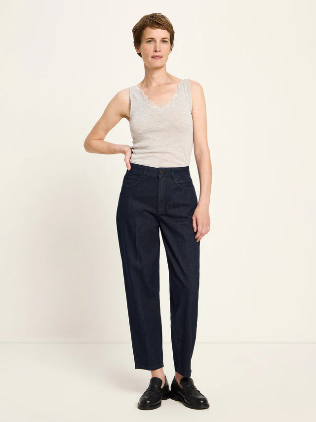 TAPERED JEANS (GOTS) - Black Blue Denim