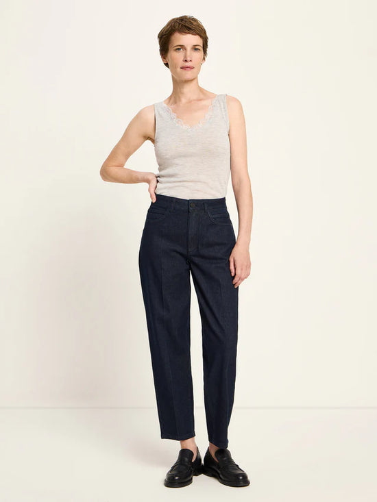TAPERED JEANS (GOTS) - Black Blue Denim