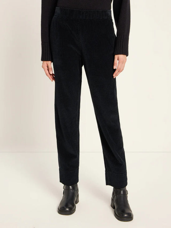 Corduroy trousers with elastic waistband (GOTS) - Black