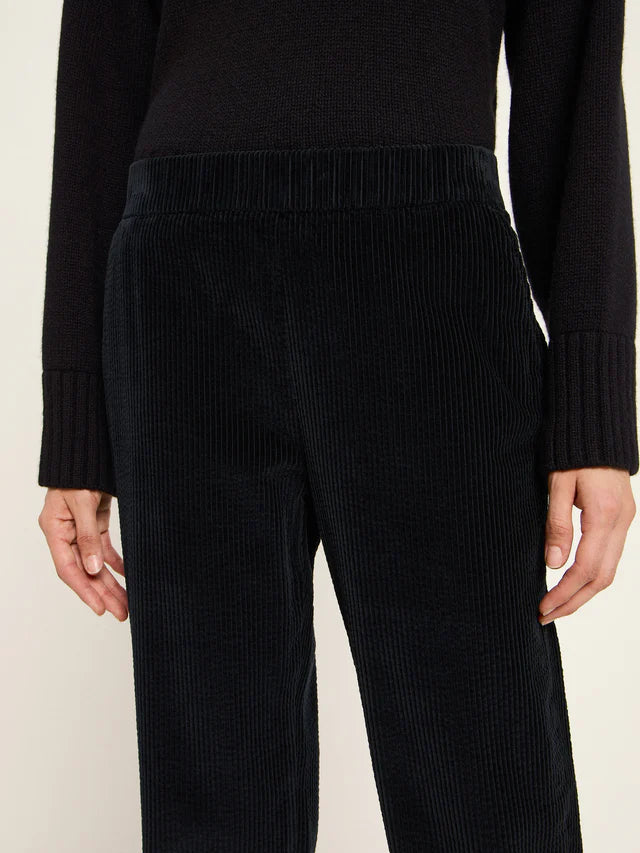 Corduroy trousers with elastic waistband (GOTS) - Black