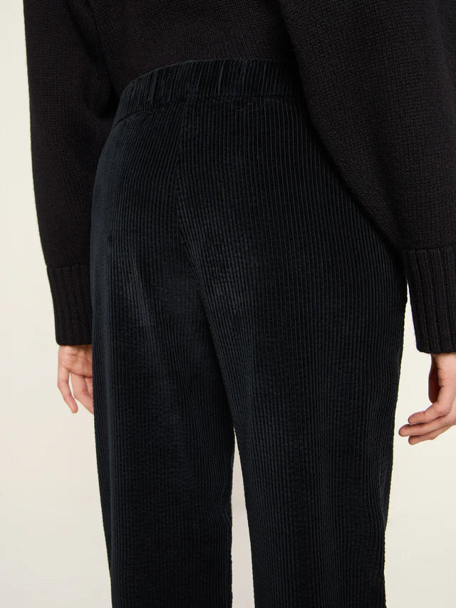 Corduroy trousers with elastic waistband (GOTS) - Black