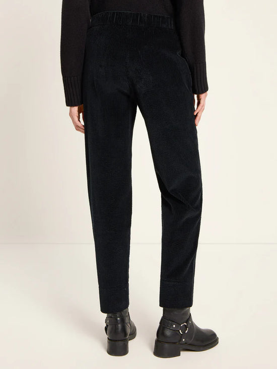 Corduroy trousers with elastic waistband (GOTS) - Black