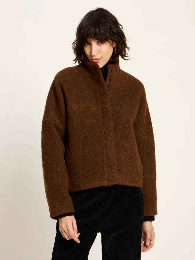 BOUCLE JACKET (GOTS) - Brown