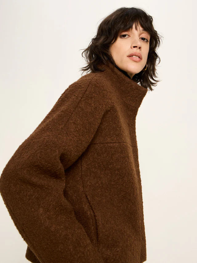 BOUCLE JACKET (GOTS) - Brown