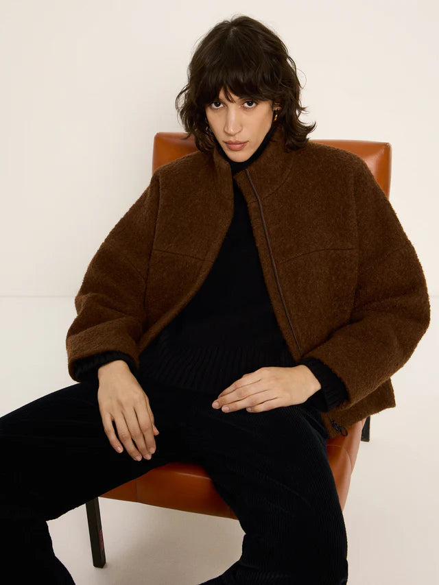 BOUCLE JACKET (GOTS) - Brown