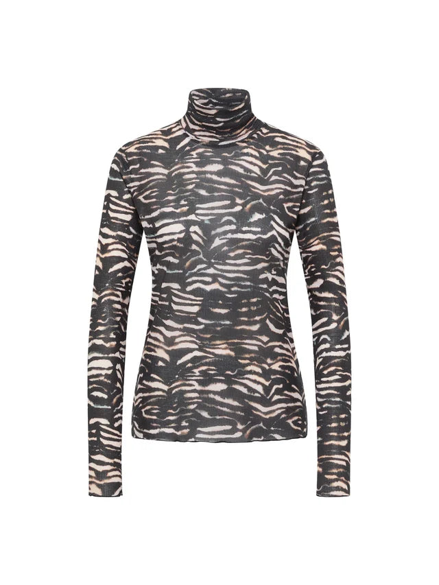 Turtleneck shirt made from TENCEL™ - print animal stripes rose