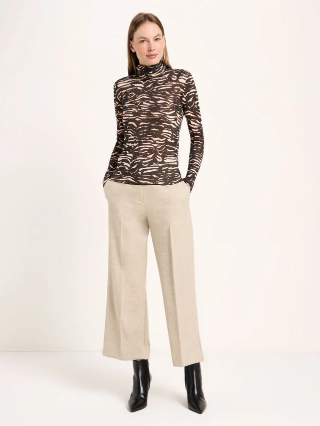 Turtleneck shirt made from TENCEL™ - print animal stripes rose