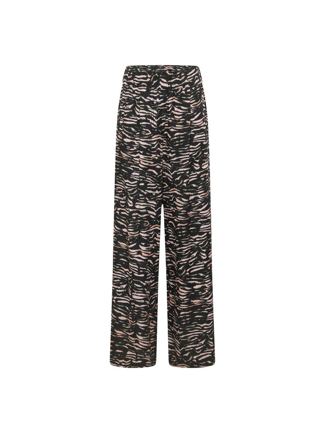 Wide-leg trousers made from TENCEL™ - print animal stripes rose