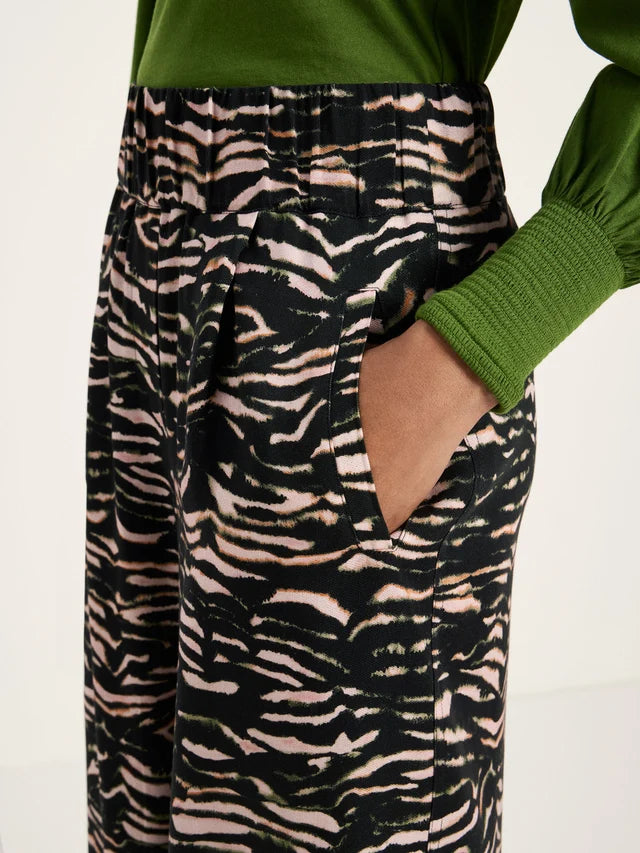 Wide-leg trousers made from TENCEL™ - print animal stripes rose