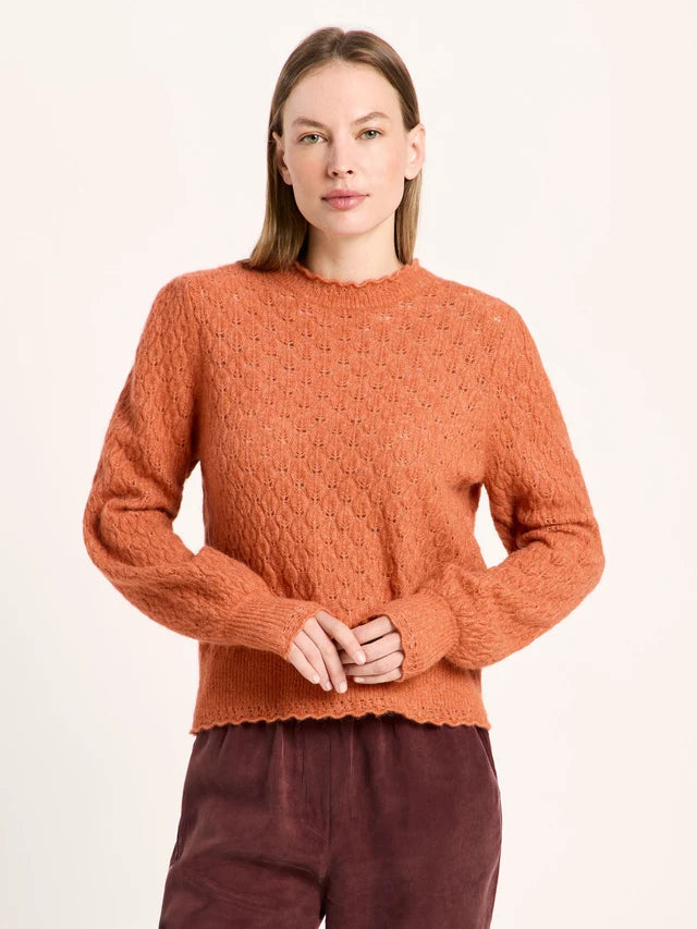 Openwork pullover - brick