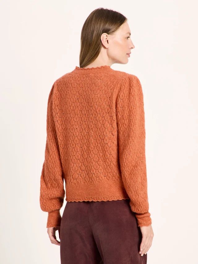 Openwork pullover - brick