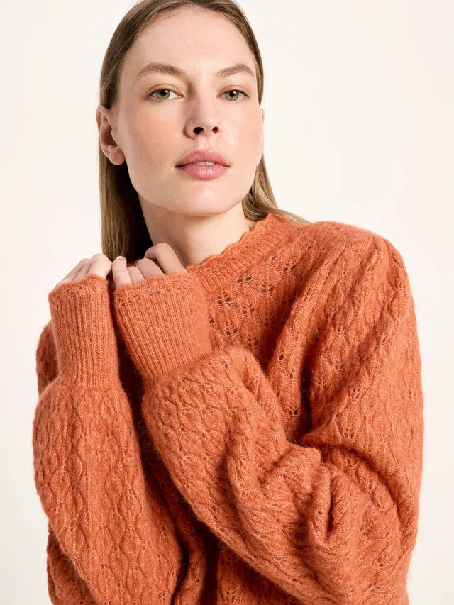 Openwork pullover - brick