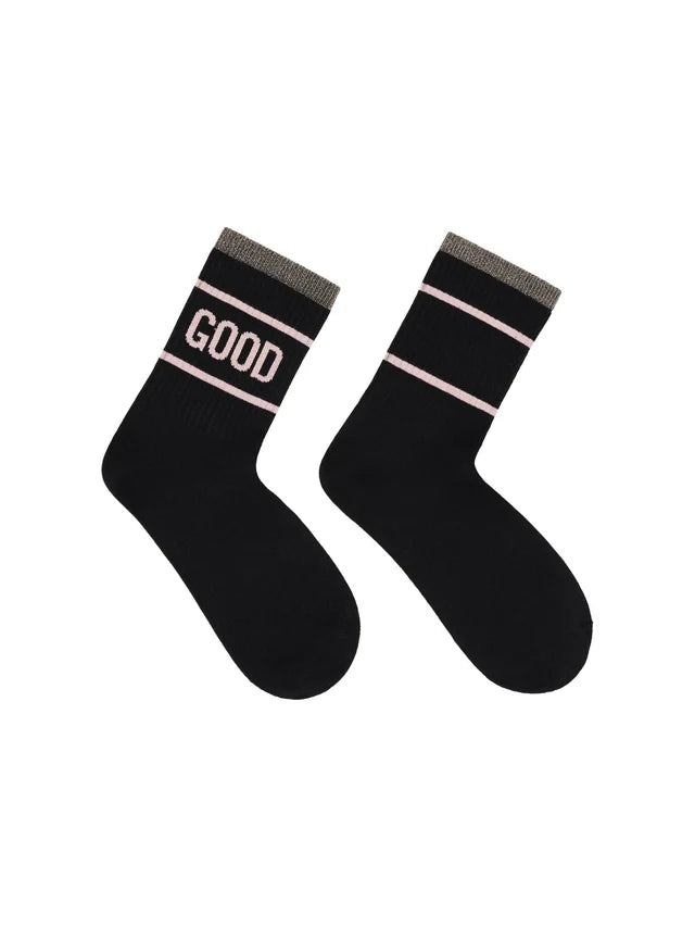 Statement Socks (GOTS) - "GOOD" - Black