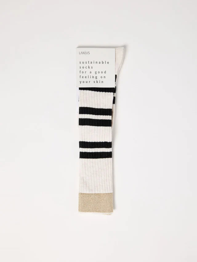 Striped knee-high socks (GOTS) - off white melange
