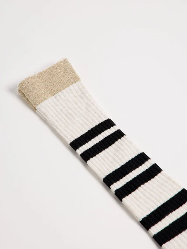 Striped knee-high socks (GOTS) - off white melange
