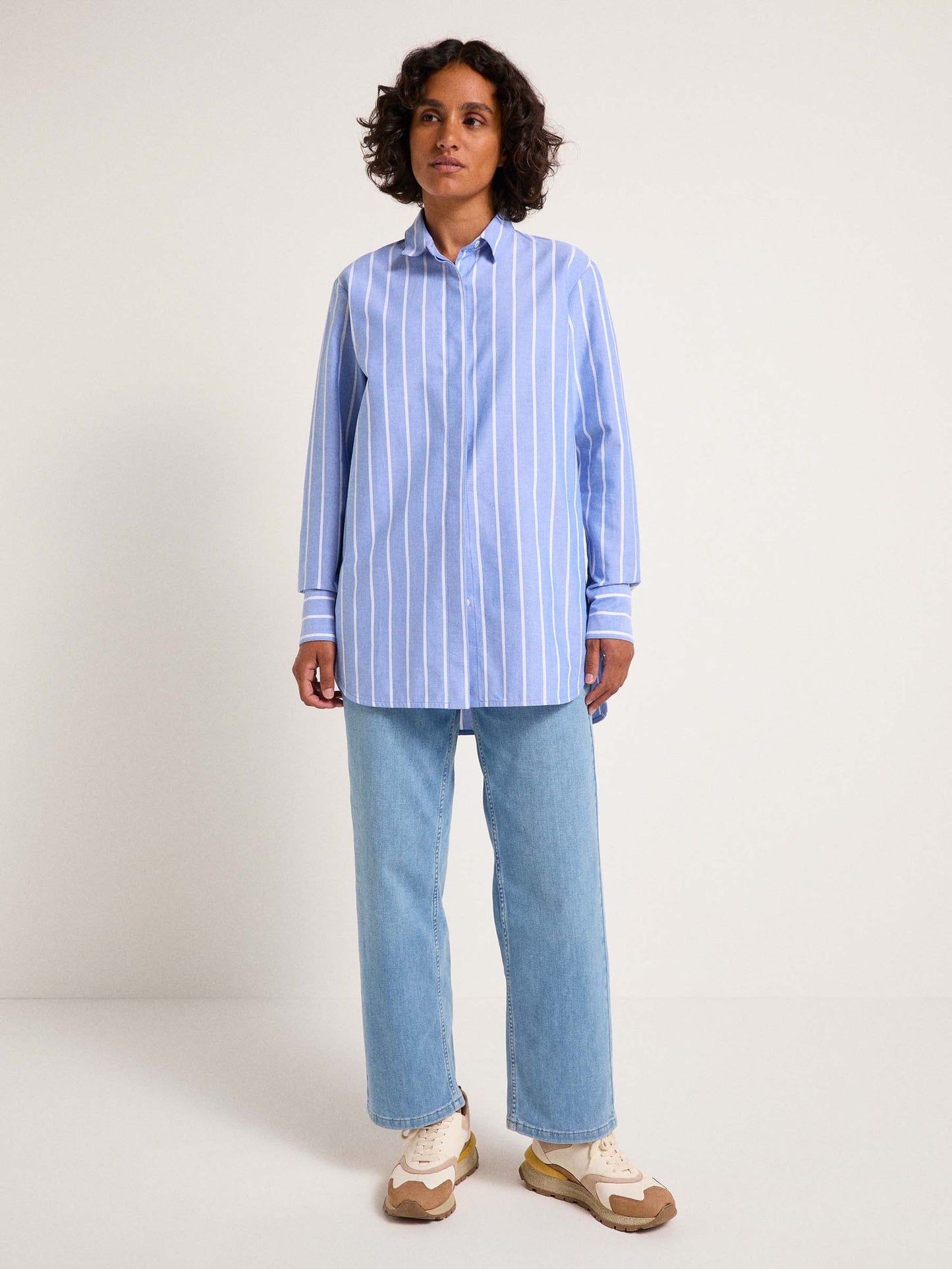 Load image into Gallery viewer, Striped Shirt GOTS - Dark Zen Blue
