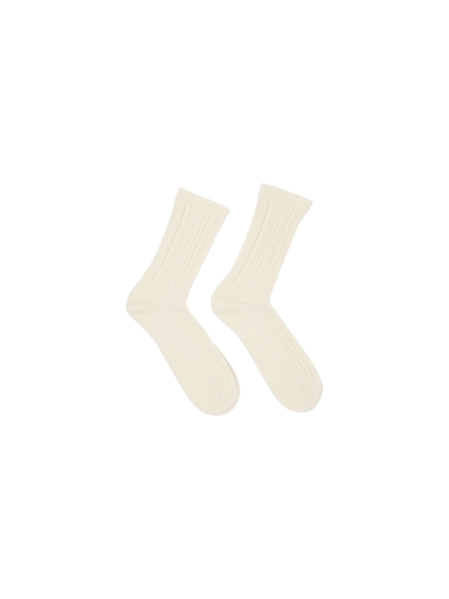 Rib Knit Wool Socks GOTS - Off White