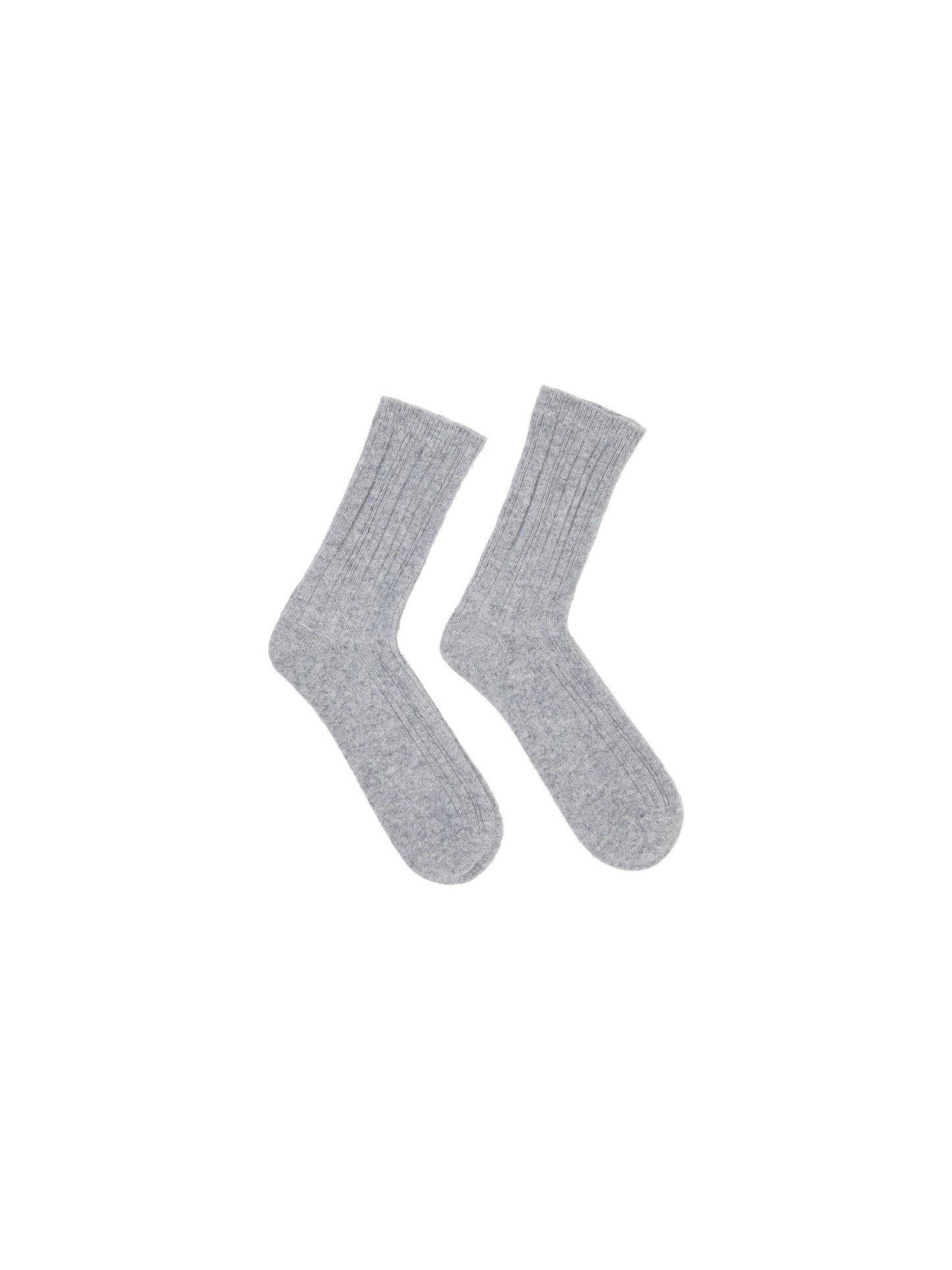 Rib Knit Wool Socks GOTS - Grey Melange