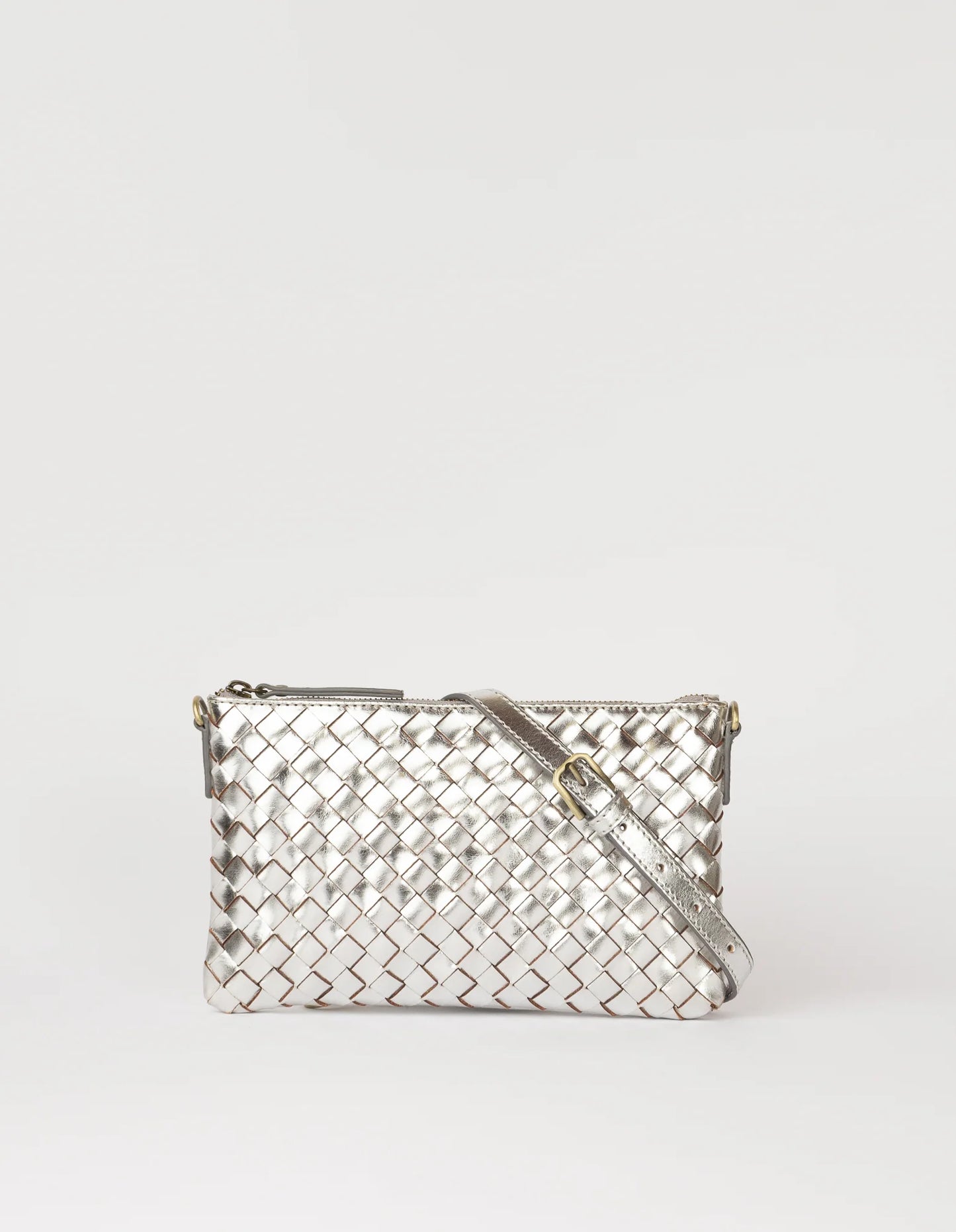 Lexi Mini Crossbody Bag - Silver - Woven Classic Leather