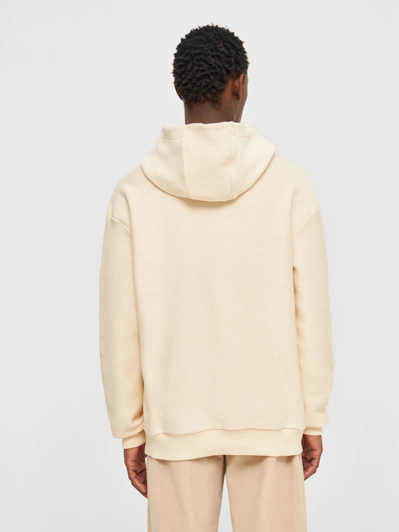 Load image into Gallery viewer, Loose Fit Diagonal Striped Hood Sweat - GOTS/Vegan - Buttercream
