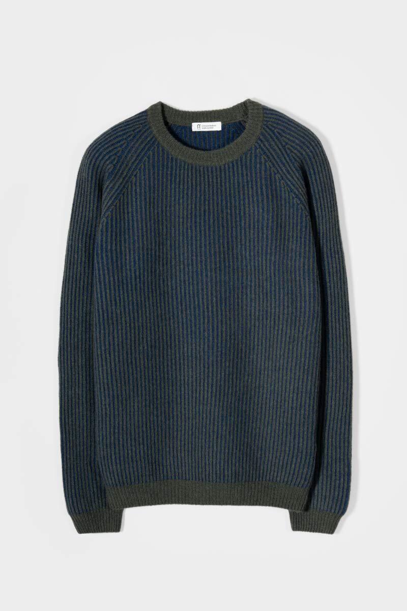 AMEDEO- Recycled Cashmere Crewneck Sweater - Green-Blue
