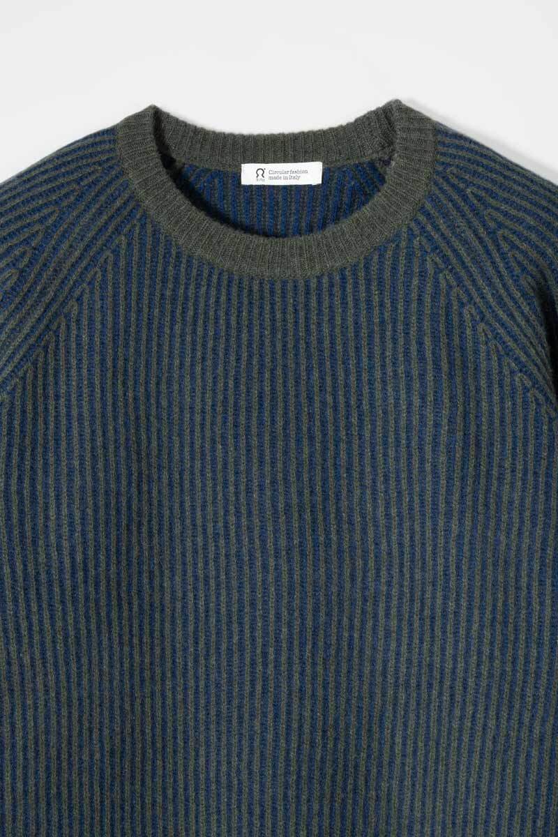 AMEDEO- Recycled Cashmere Crewneck Sweater - Green-Blue