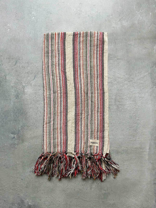 MARRAKECH STRIPE HAMMAM TOWEL - DUSTY PINK & TERRACOTTA