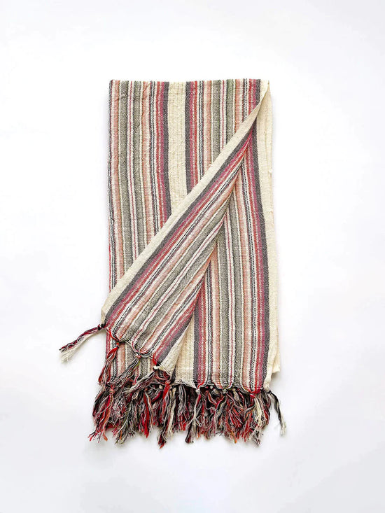 MARRAKECH STRIPE HAMMAM TOWEL - DUSTY PINK & TERRACOTTA