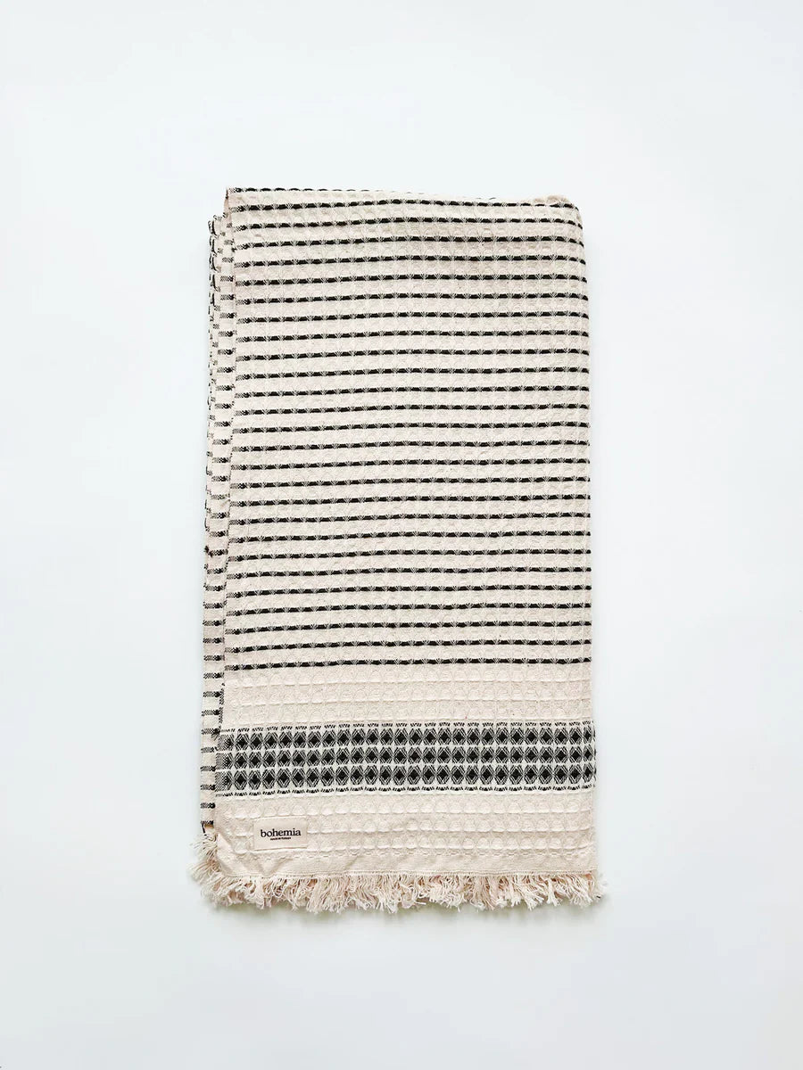 MILOS CHECK HAMMAM TOWEL - CHARCOAL