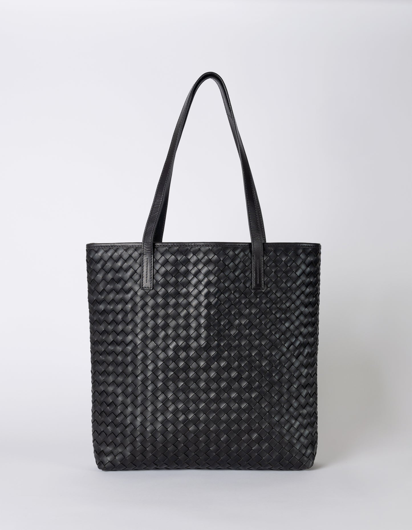 Georgia Woven Leather Tote Bag - Black