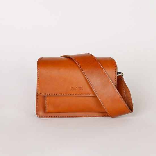 Harper Mini Accordion Style Mini Crossbody Bag - Two Straps - Cognac