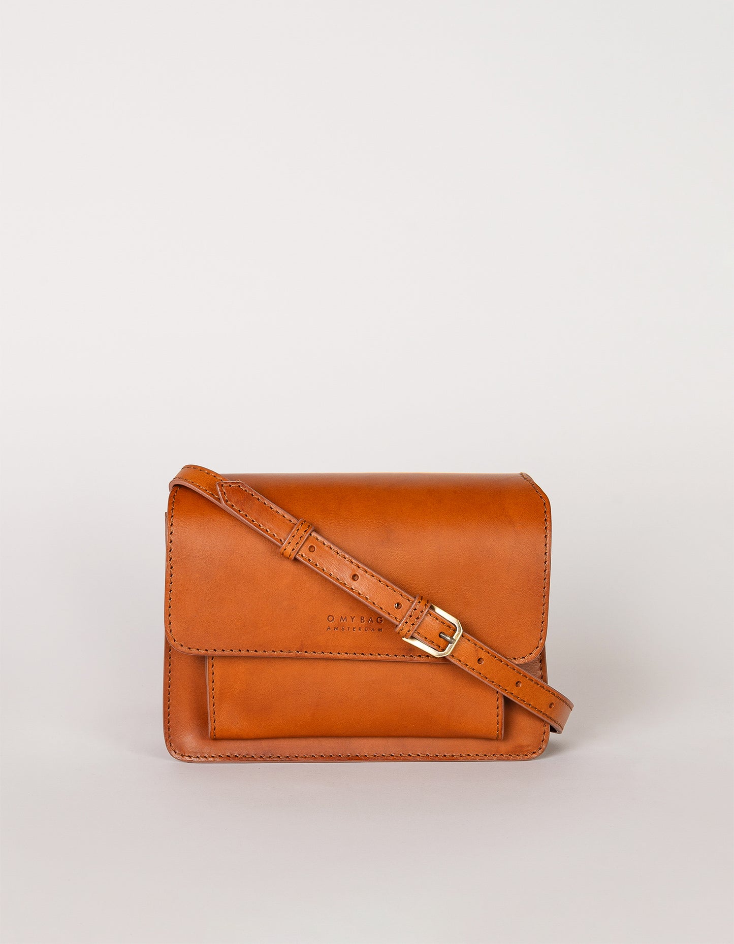 Harper Mini Accordion Style Mini Crossbody Bag - Two Straps - Cognac