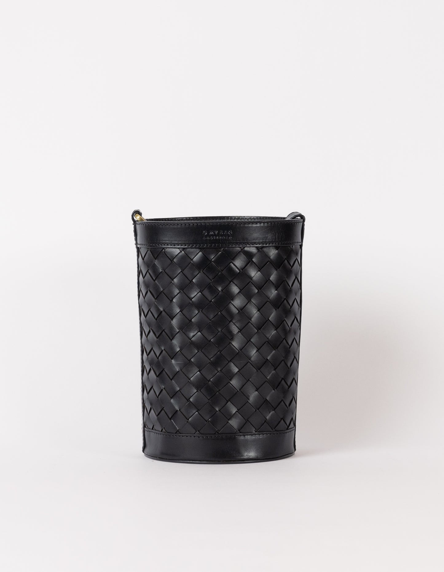 Zola Bucket Woven Leather Bag - Black