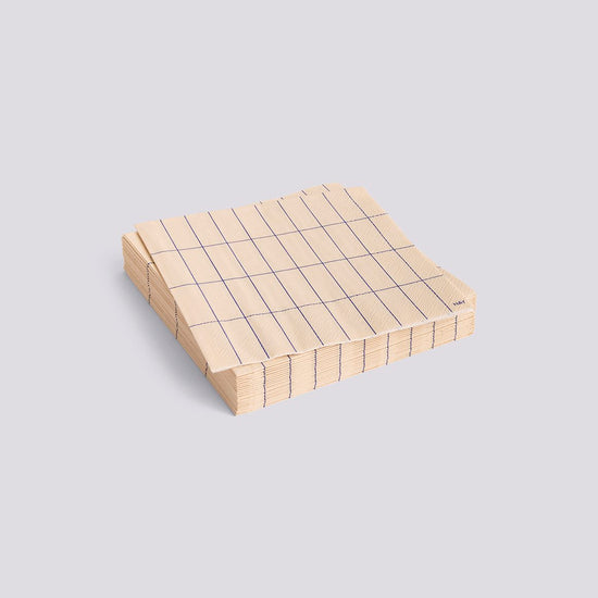 PATTERN NAPKINS - SET OF 20 LUNCH - OFF-WHITE & BLUE GRID