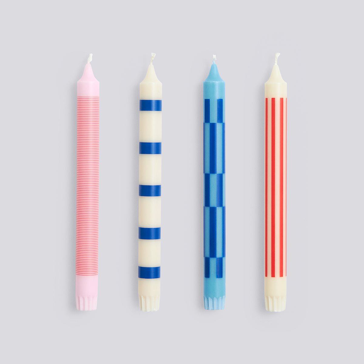 PATTERN CANDLE - PINK, RED & BLUE - SET OF 4