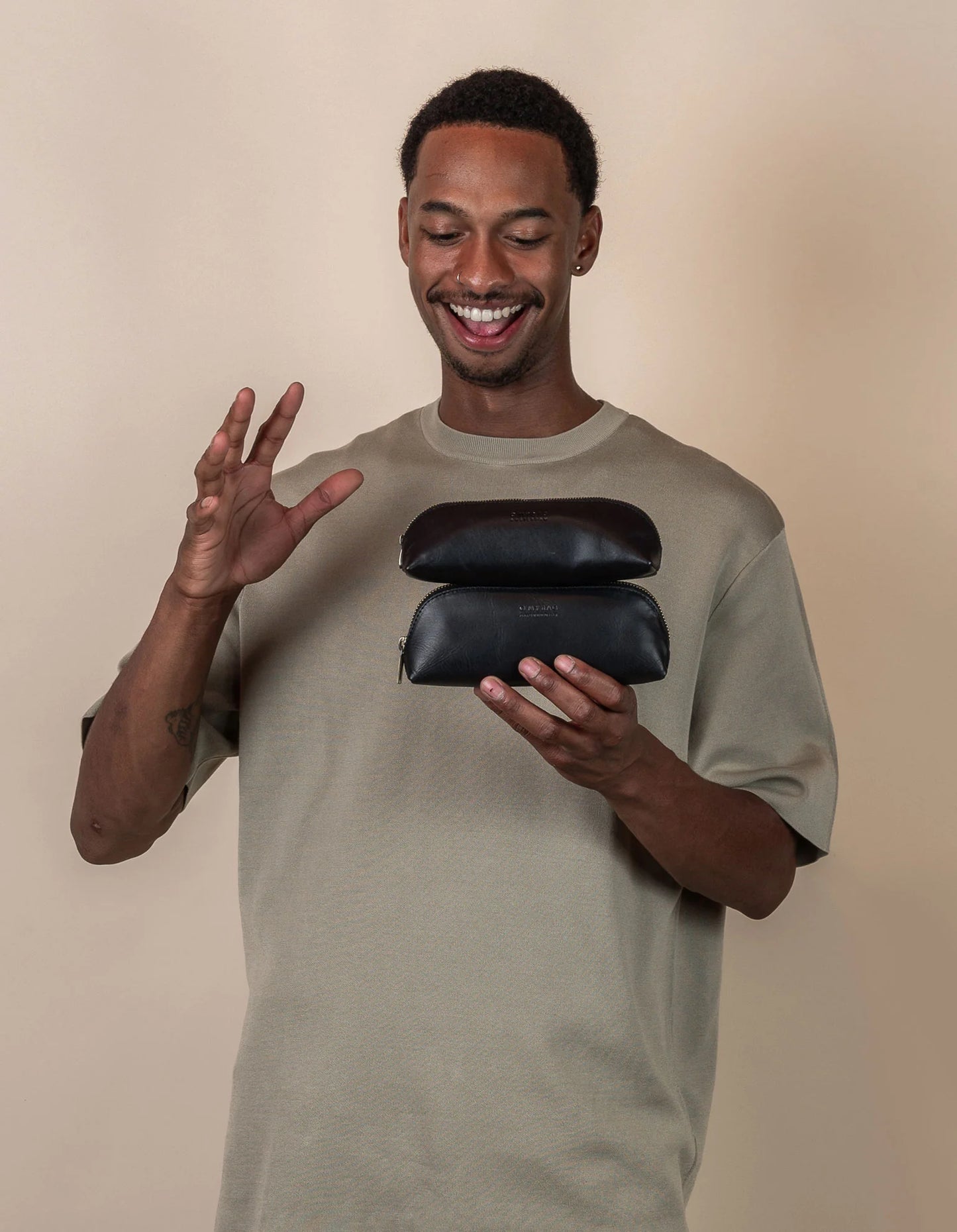 Pencil Case Large - Black Classic Leather
