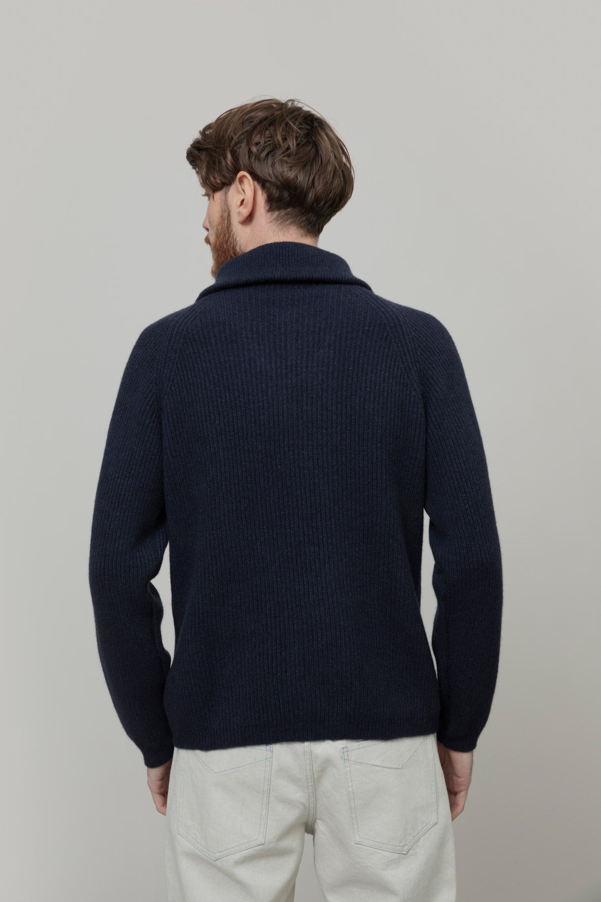 STEFANO - Recycled Wool Quater-Zip Sweater - Black Ardesia