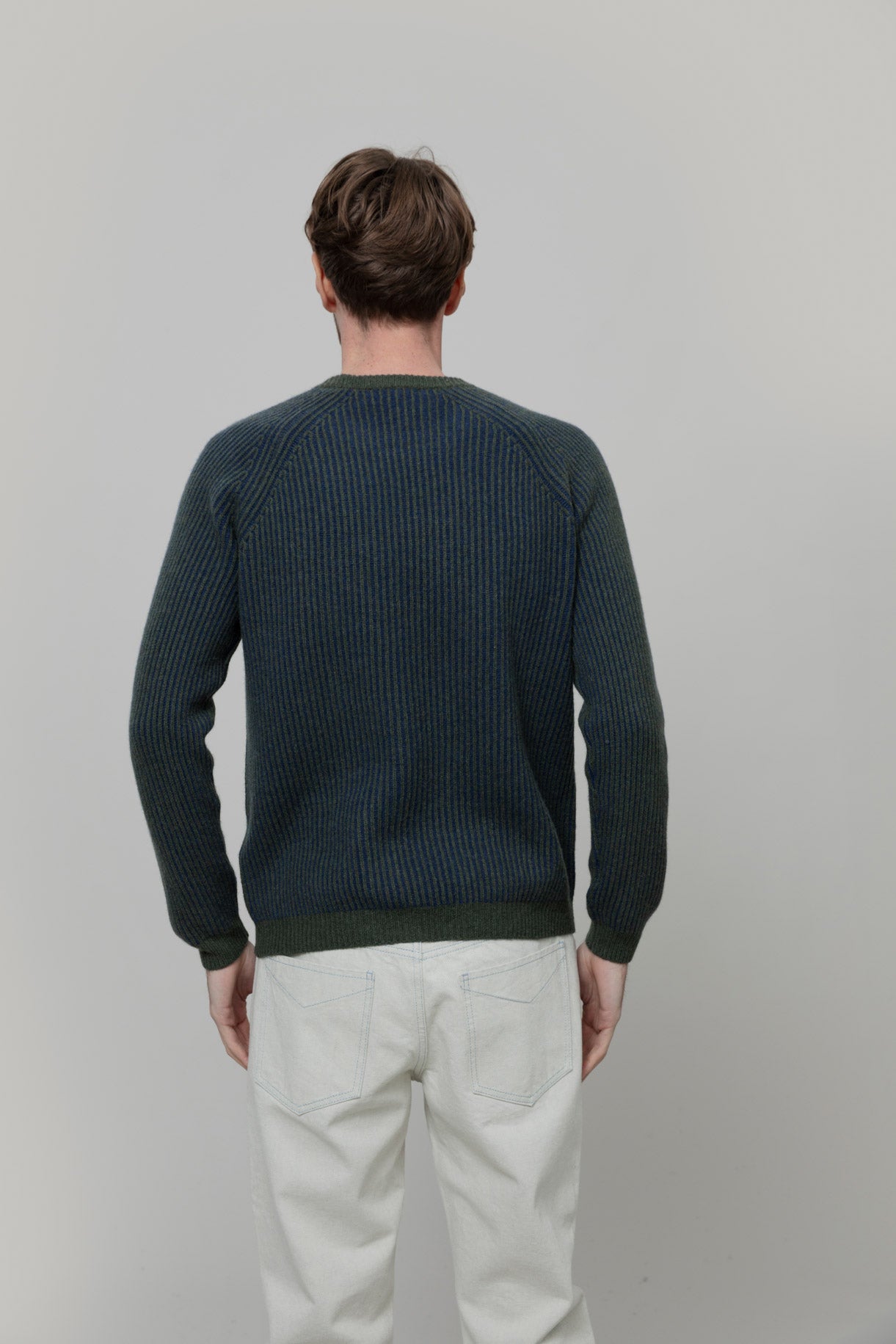 AMEDEO- Recycled Cashmere Crewneck Sweater - Green-Blue