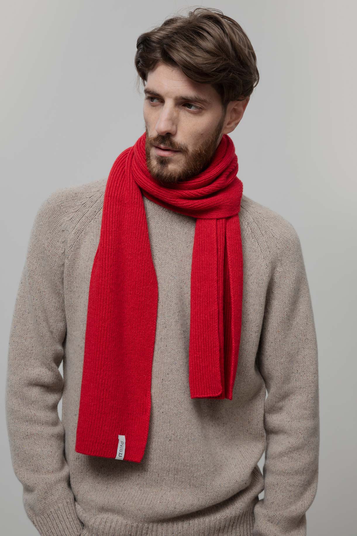 FEDERICO - Recycled Cashmere Scarf - Red Papavero