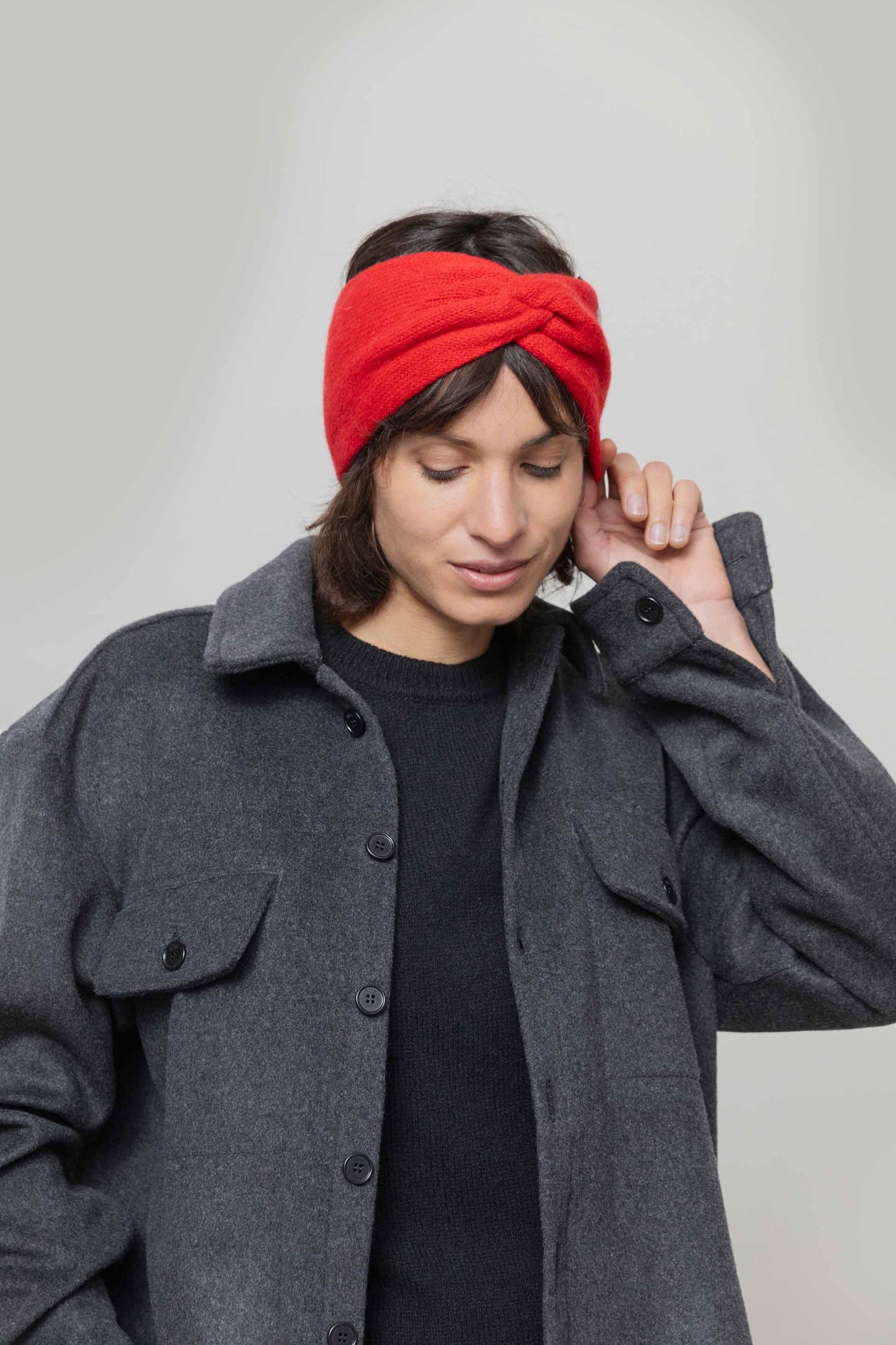 NADIA - Recycled Cashmere Headband - Red Papavero