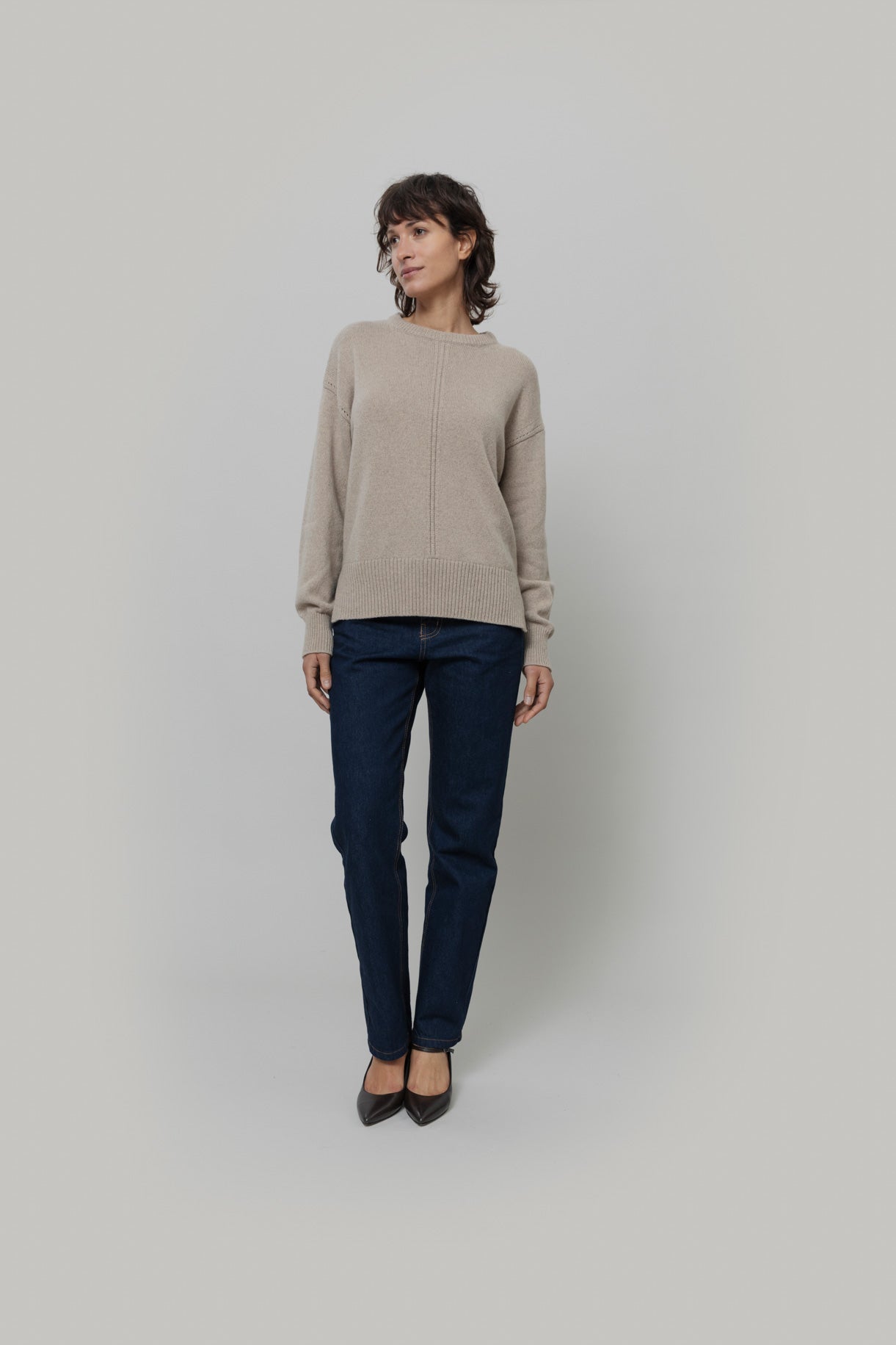 ANTONELLA - Recycled Cashmere Crewneck Sweater - Beige Sabia