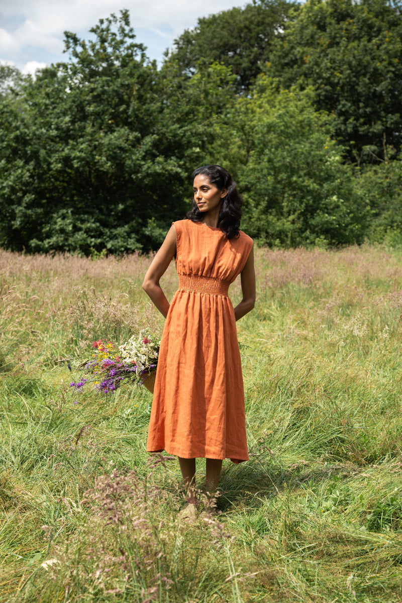 Ottillie-May Linen Dress - Russet