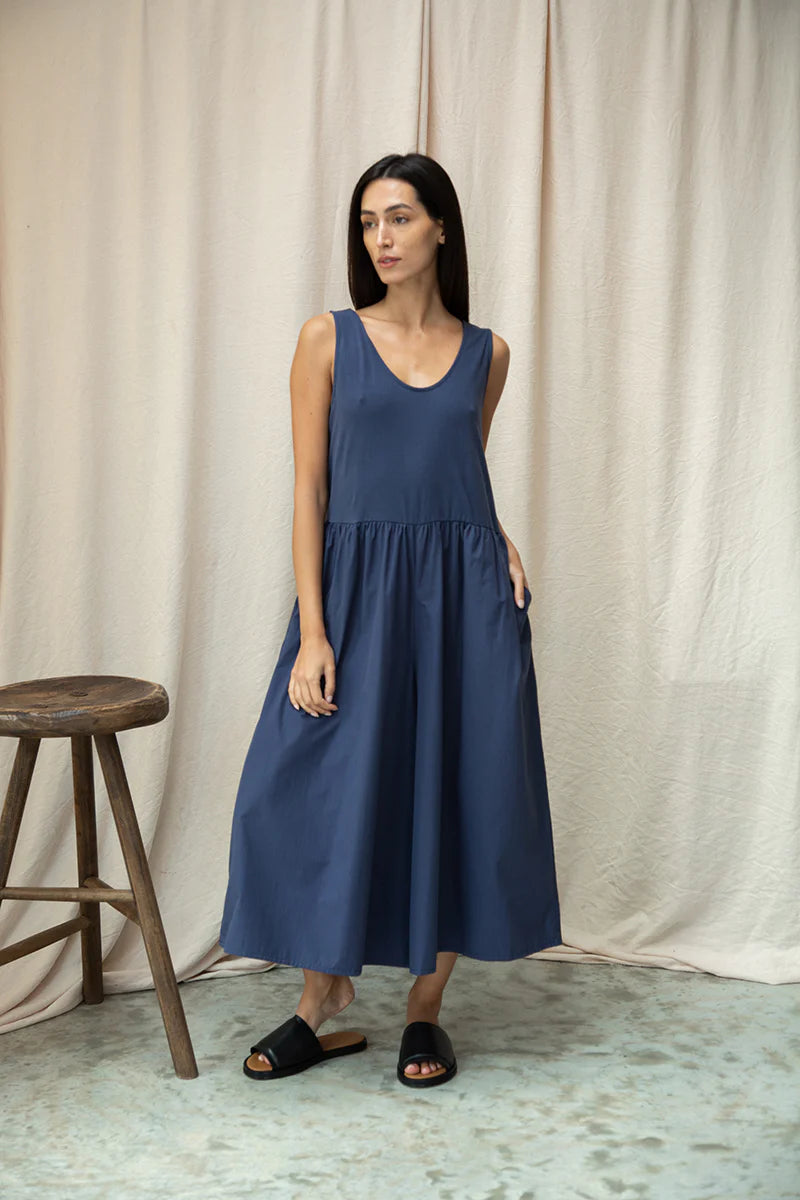 Rory Organic Cotton Jersey & Poplin Jumpsuit GOTS - Midnight