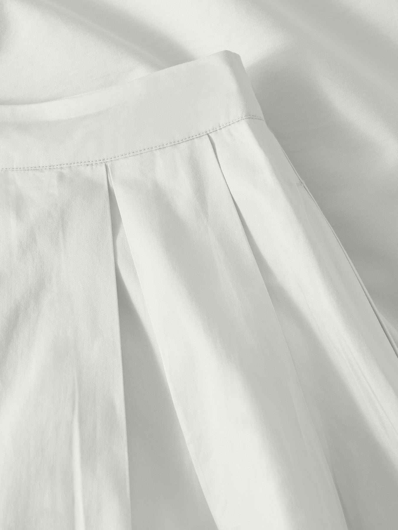 Satin Pleat Skirt - Egret