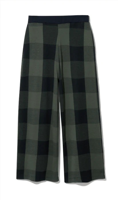 Thorne-Cay Organic Cotton Knitted Check Trouser - Rosin Green & Black Check