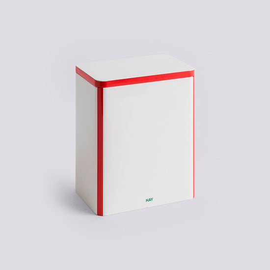TIN CONTAINER - LARGE - OFF-WHITE & RED