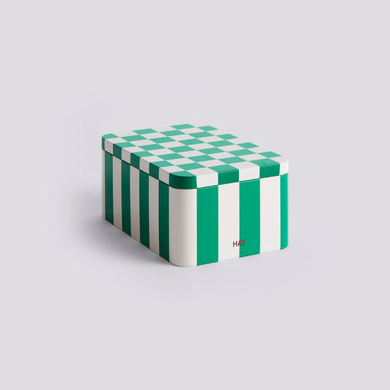 TIN CONTAINER - SMALL - GREEN & OFF-WHITE
